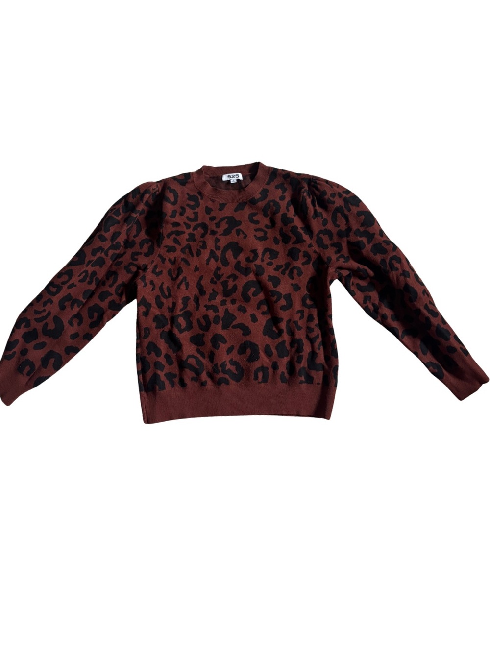 525 America Brown and Black Leopard Print Sweater